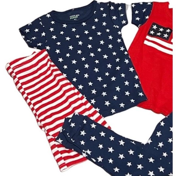 Chick Pea USA 4T NWT 4pc SET stars stripes 4th of July red white blue pajamas PJ - Picture 3 of 4